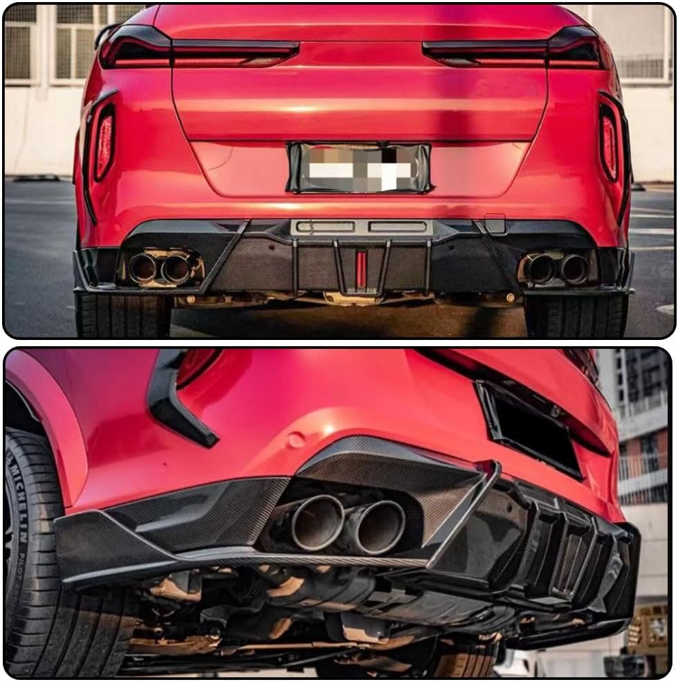 Real Carbon Fiber Rear Bumper Diffuser Compatible with BMW X6M F96 Sport Utility 4-Door 2019-2025 Lower Bumper Lip Diffuser Body Kit Factory Outlet