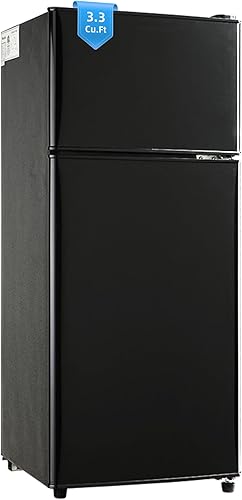 Mini refrigerador de 3.2 pies cúbicos con congelador, refrigerador compacto con termostato ajustable de 7 niveles, refrigerador de dormitorio para