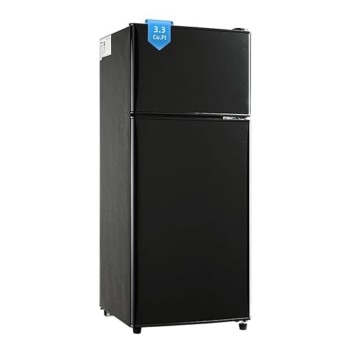3.3 Cu. Ft. Mini Fridge with Freezer, Compact Refrigerator with Adjustable 7-Level Thermostat, Dorm Fridge for Kichen, RV, Office, Apartment, Black