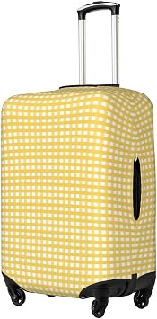 Yellow Gingham for Luggage Cover Washable Elasticated Suitcase Covers TSA Approved Stylish Dust and Scratch Resistant Case Protector for Kids and Adults