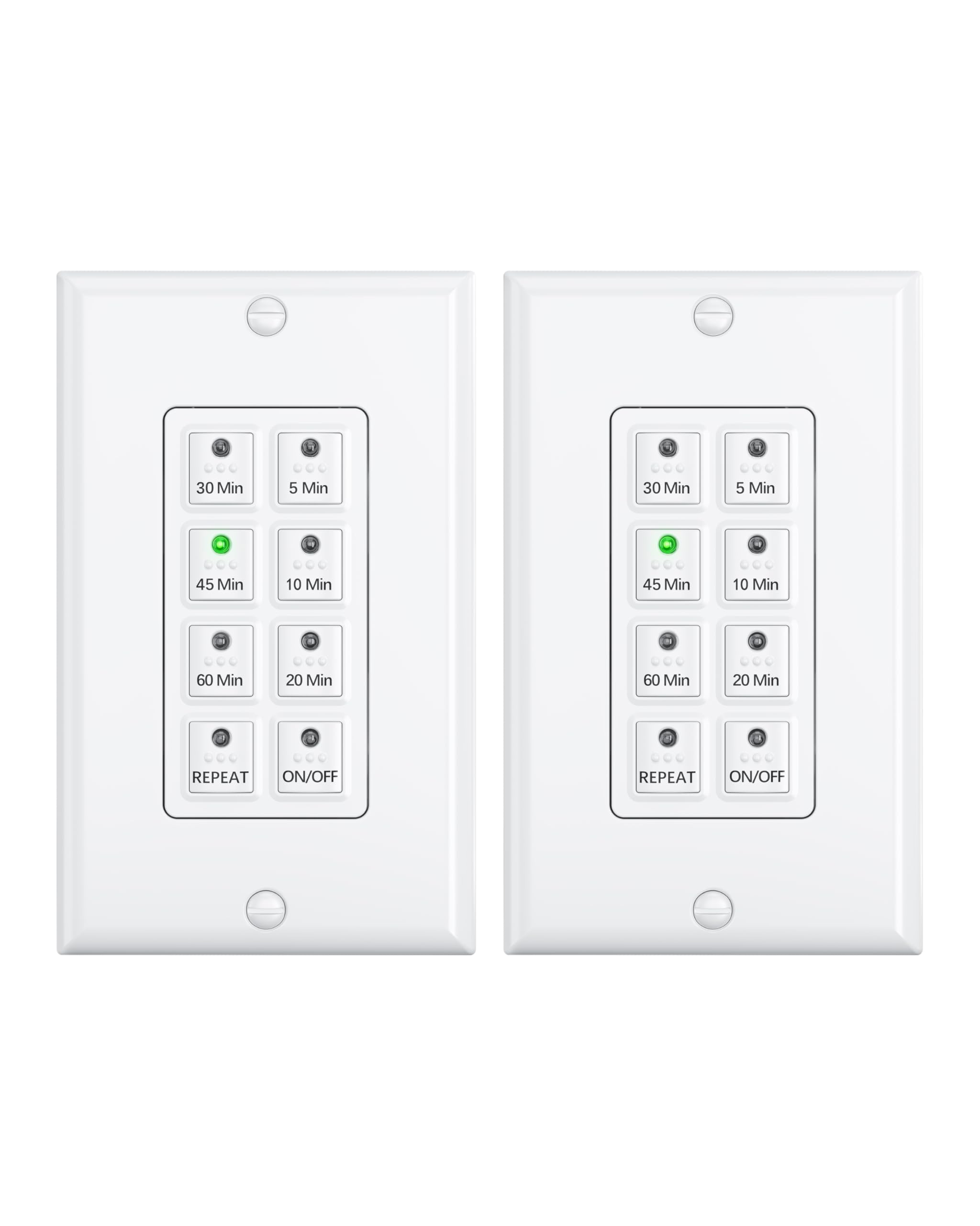 BN-LINK - Interruptor de temporizador digital de cuenta regresiva en la pared con botón pulsador de 5-10-20-30-45-60 minutos, para ventilador de baño, temporizador de luz en la pared, requiere neutro,