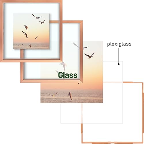 Vista 47 de Frametory, Marco de fotos flotante de 16 x 20 pulgadas, marco de fotos de metal, cristal real, para montaje en pared o mesa (negro, paquete de 2)