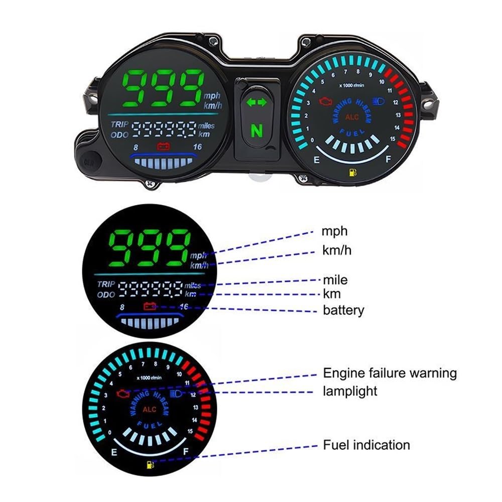 Contagiri contachilometri Moto Gauge Strumento Di Montaggio Calibri LED Tachimetro Del Motociclo Per CG/Titan 150 ESD Dal 2009 Al 2013 AZUL 37100-KVS-901