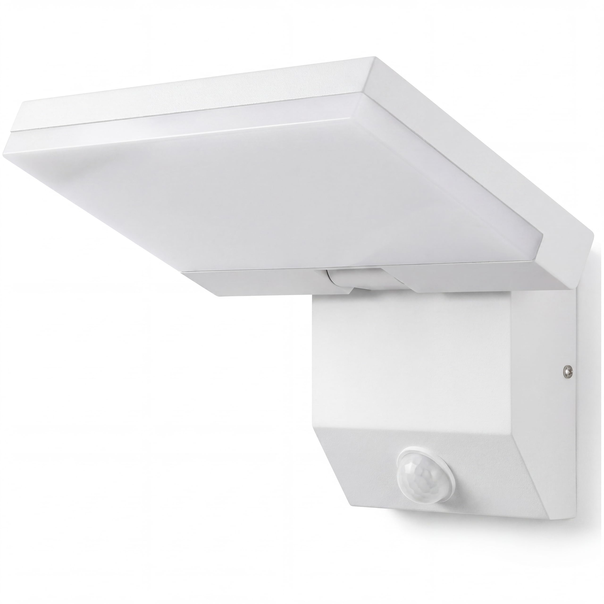 Außenwandleuchte, LED mit Bewegungsmelder, superhelle Lampe mit einstellbarem Abstrahlwinkel, Schutzart IP54, modernes Design, 1620 lm, 18 W, warmes Licht, (Farbe Weiß)