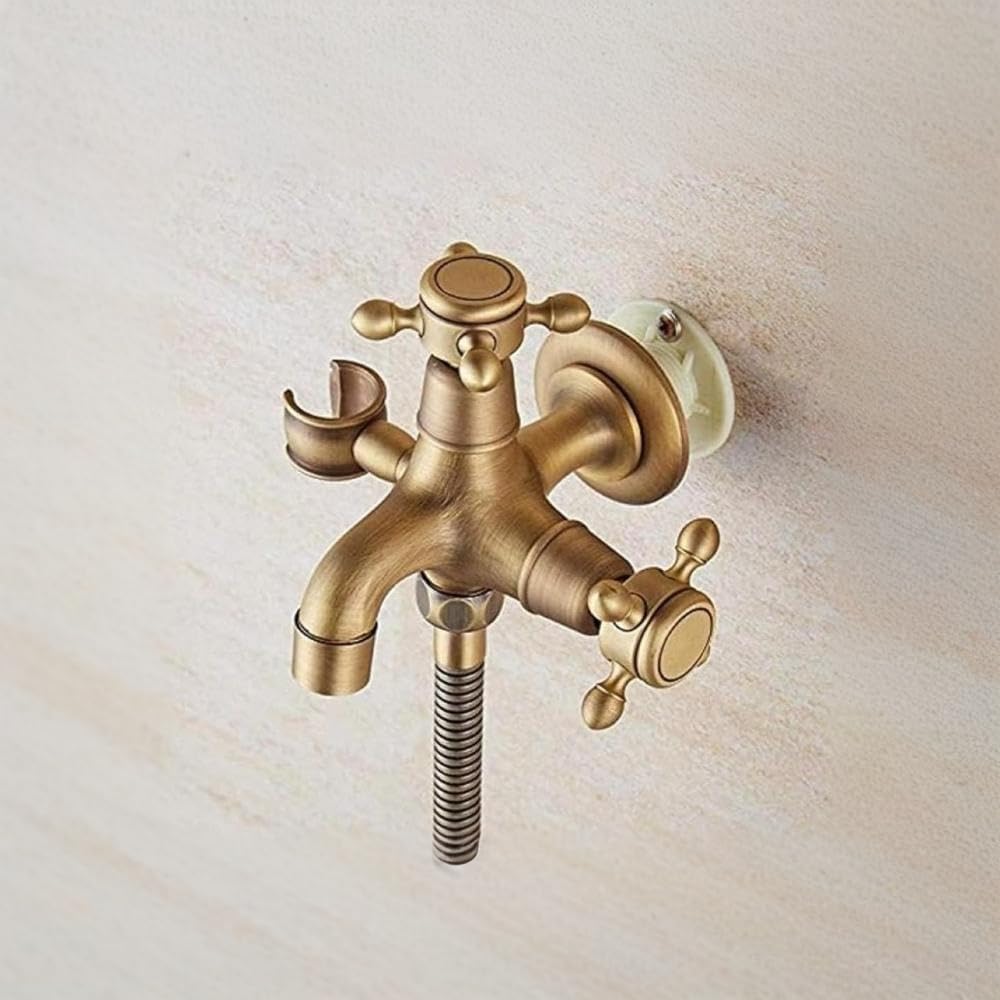 ITMEAT浴室洗浄蛇口レトロトイレトイレスプレーガンレトロ蛇口全銅シングル浴室温水冷水 (Cモップ蛇口)