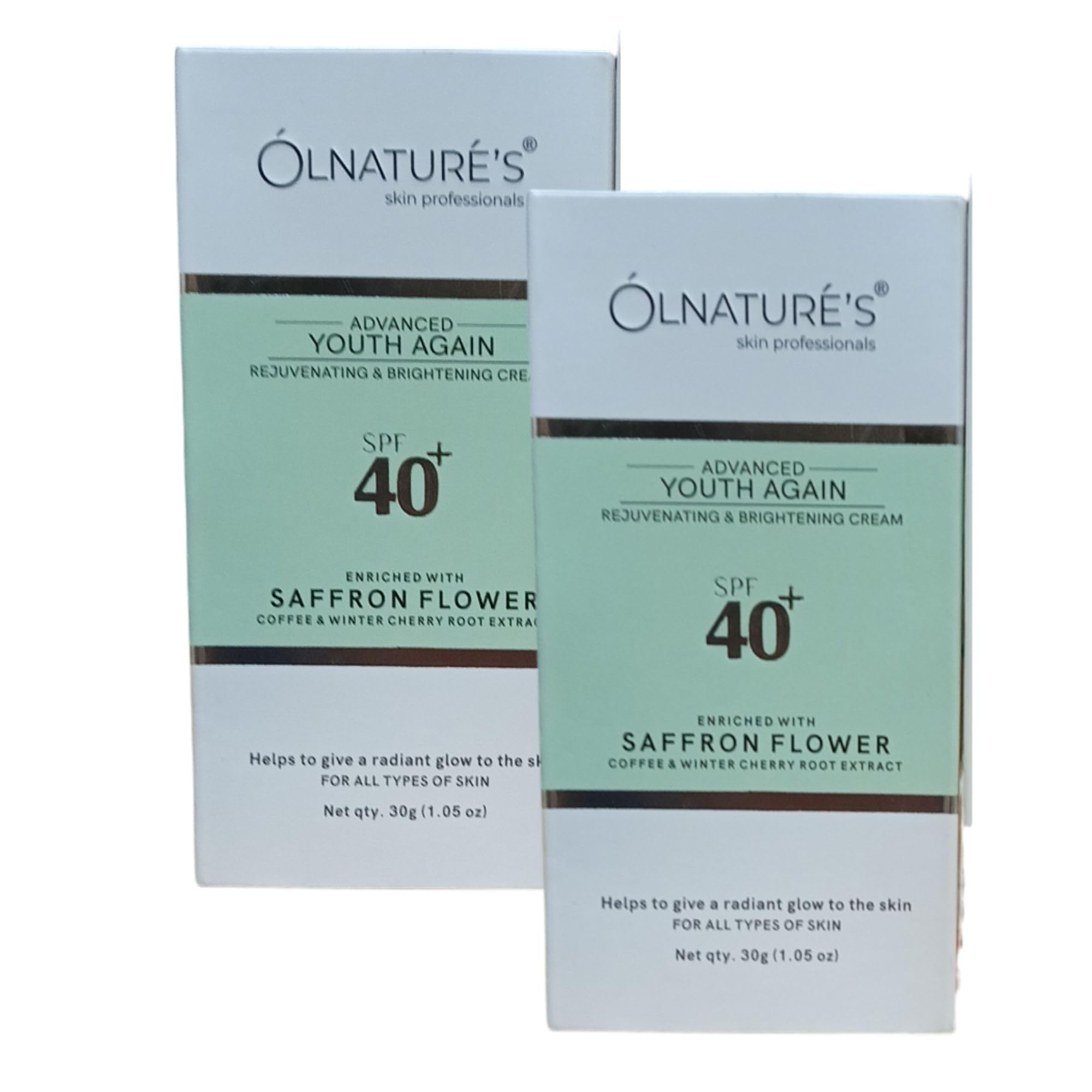DHAKAR ENTERPRISES Advanced Youth Again Rejuvenating Cream, SPF 40+, Saffron Flower Extract, All Skin Types, 30g (Pack-of-2, 60g)