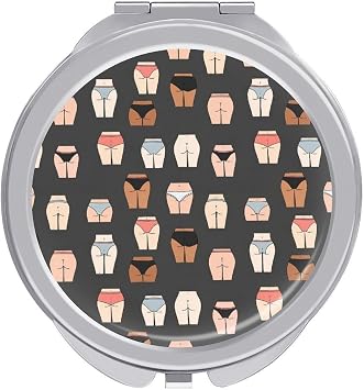 HD Magnifying Compact Mirror, Folding Cute Naked Ass Sexy Butt Bikini Party Pocket Mirrors, Portable Travel Mirror for Makeup, Eyebrow Grooming, Beauty