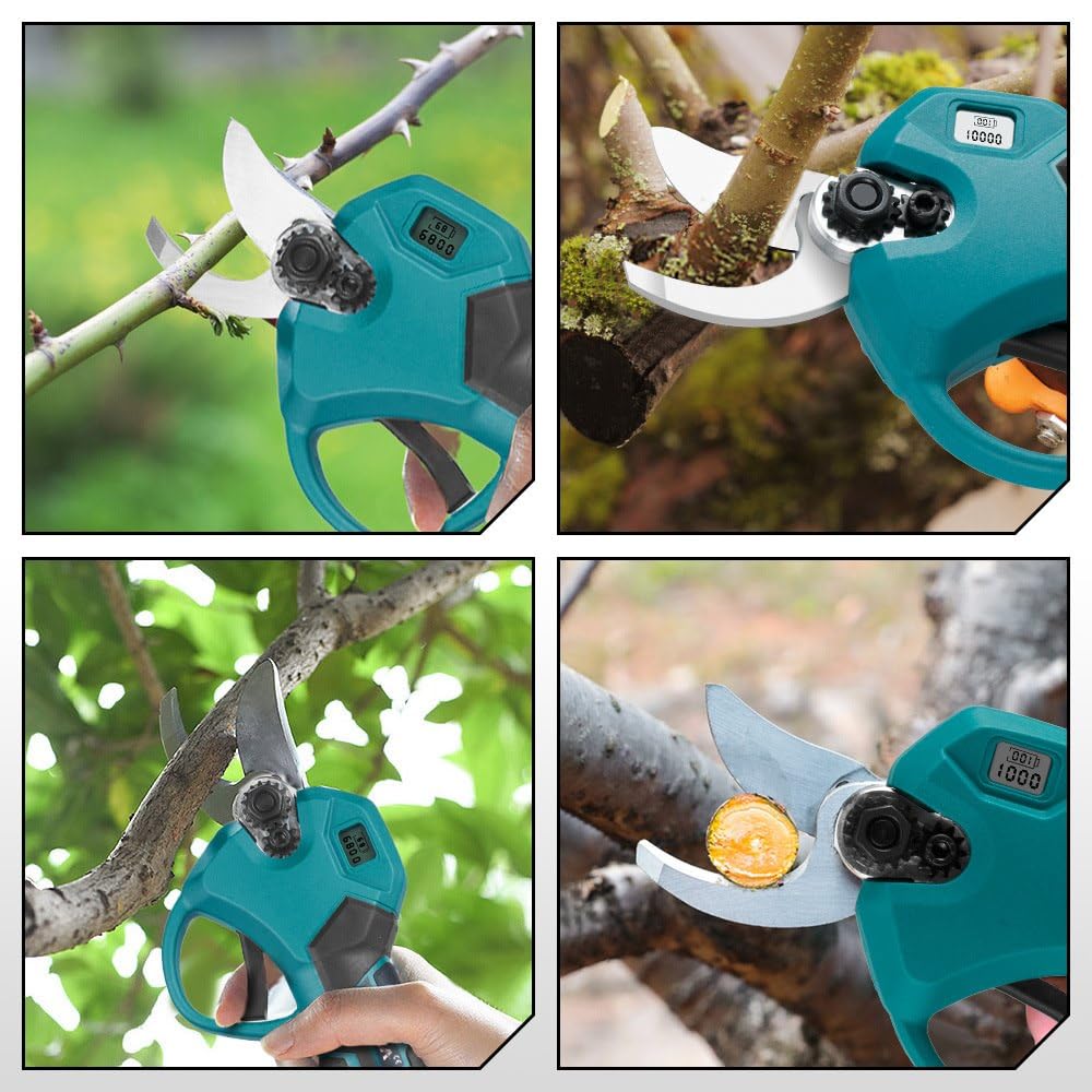 Akku Astschere für Makita 18V Akkus, Elektrische Gartenschere 30 mm, Elektrische Astschere mit 2 x 7500mAh Akkus, Gartenschere mit Display, Astscheres Akku für Gartenarbeit und Baumschnitt (30MM)