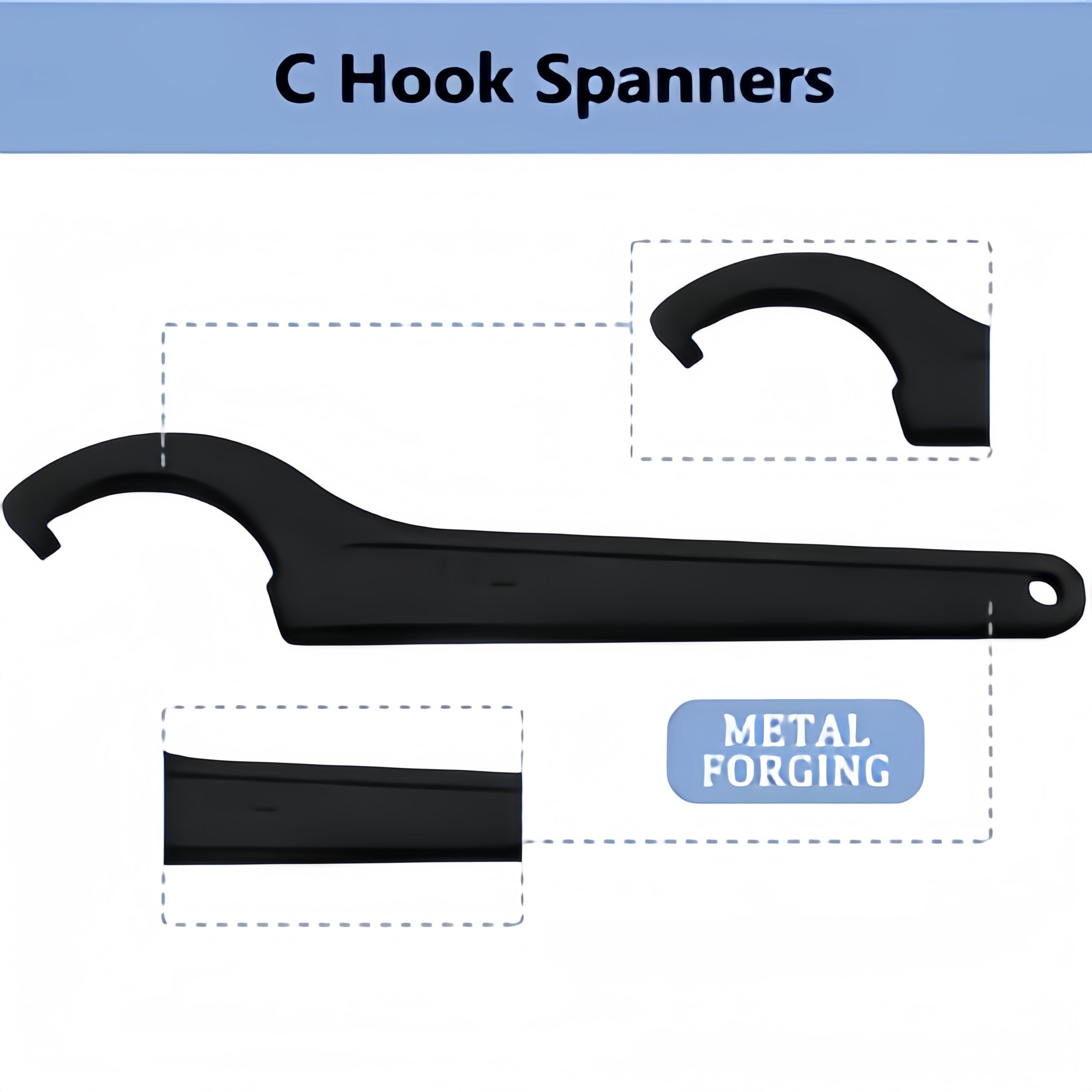 Llaves de gancho en C, llaves de gancho cuadradas, portabrocas multifunción, ajuste para bicicleta, motocicleta, herramienta de mano, 68-72 mm