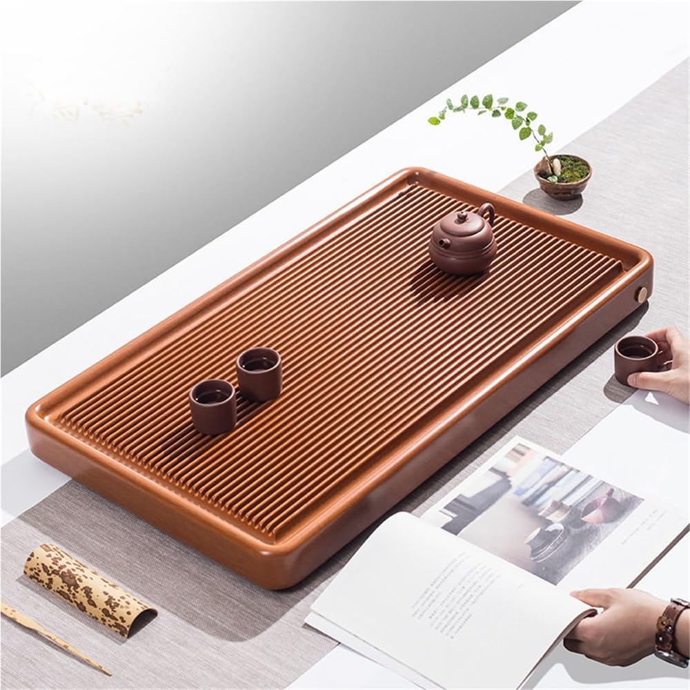 LAPADULA Tisch-Kaffeetablett Teetablett aus Holz, Heim-Teetisch, einfaches Kung-Fu-Tee-Set, rechteckiges Teetablett Desktop-Teetablett(50 * 30 * 5CM)