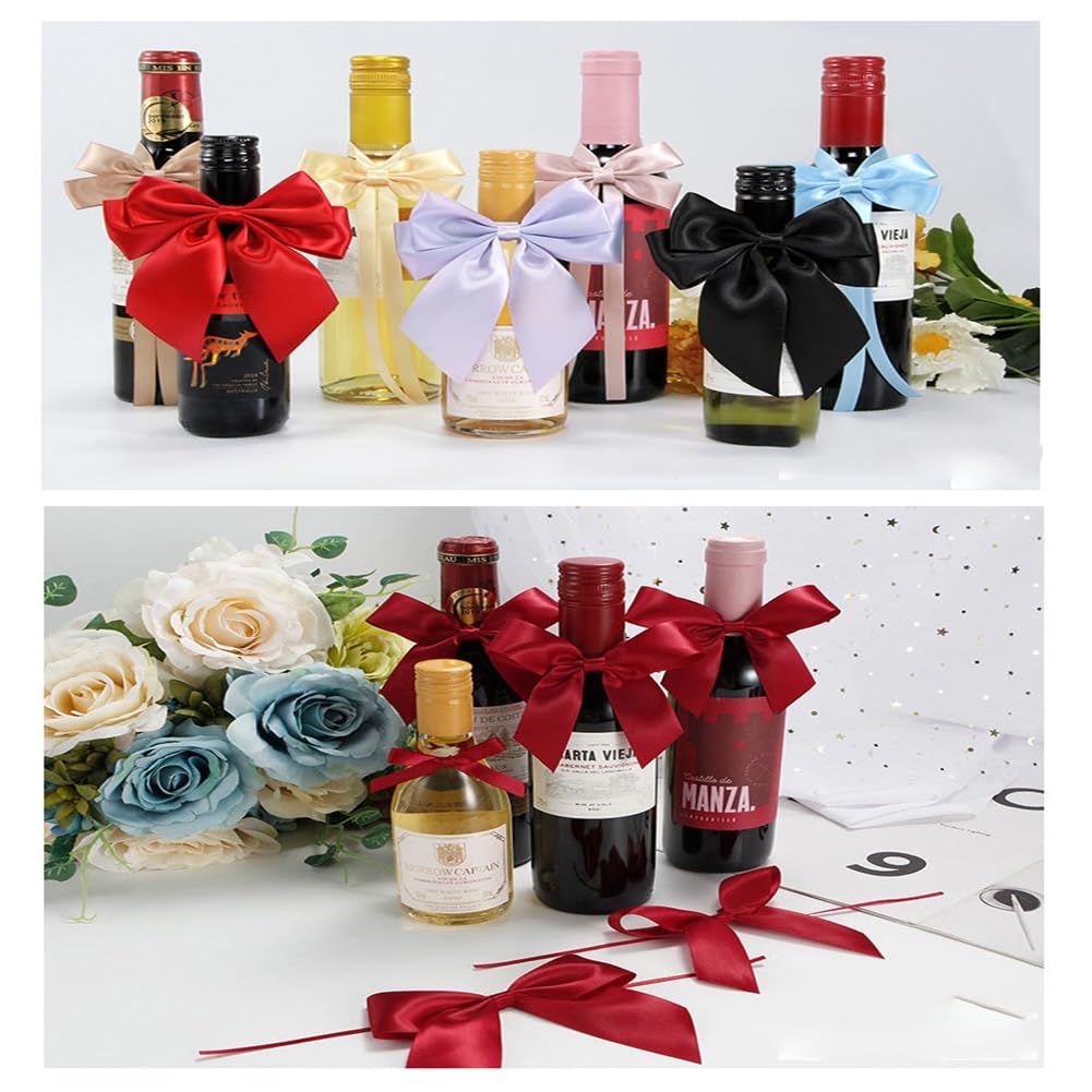 Geschenkschleife Dekoschleife mit Band Satinbandschleifen zur Dekoration von Paketen Geschenkbox Schleifen für Weihnachten Hochzeit Geburtstag Partys Geschenke Deko Rot 100 Stück