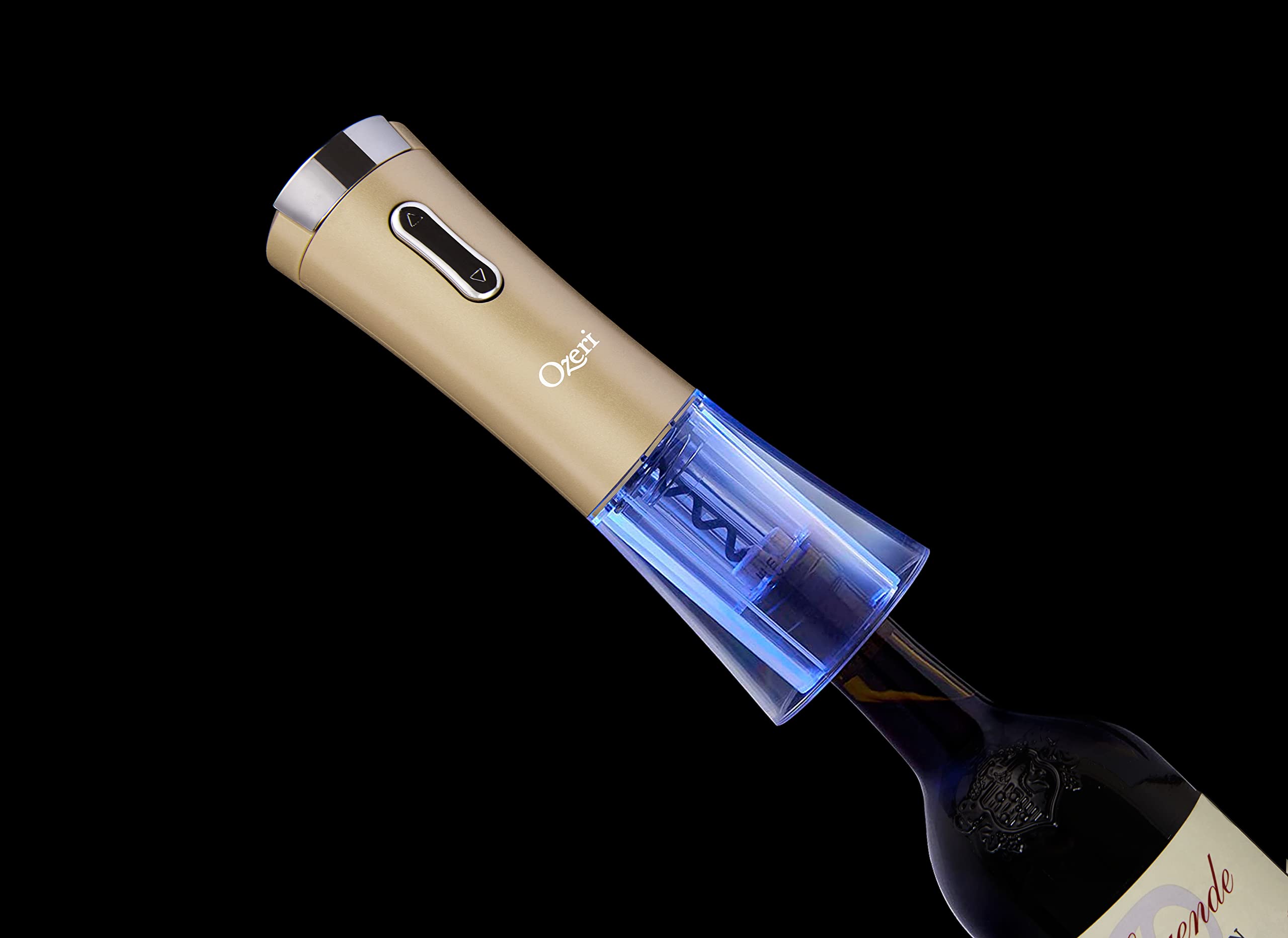 Ozeri Nouveaux II - Abridor de vino eléctrico con cortador de aluminio, vertedor de vino y tapón