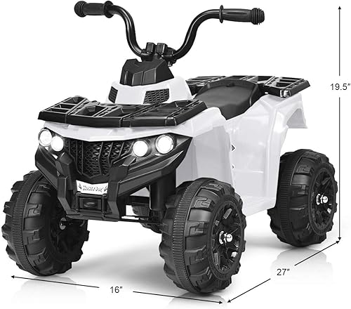 Miniatura 9 de DORTALA ATV para niños, vehículo eléctrico de 6 V a batería con faros, música, USB, juguete de 4 ruedas para niños y niñas de 3 a 6 años, azul