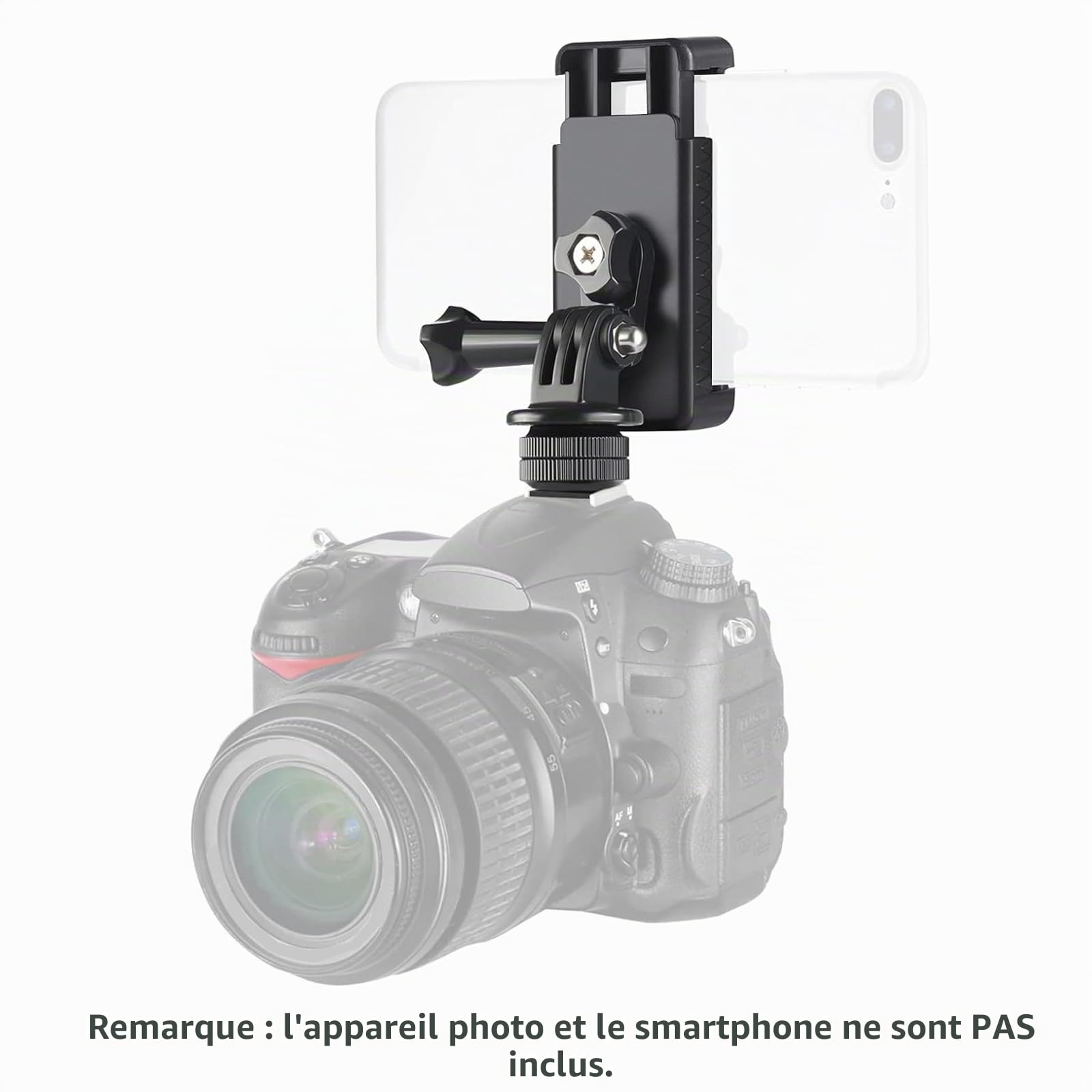 NEEWER Kit d'adaptateur Support de Phone/Griffe pour Caméra d'action Compatible avec GoPro Hero 12 11 10 9 8 7 6 5 DJI OSMO Action 4 3 2 iPhone 15 Pro Max 14 13 Pro Samsung S23 pour DSLR Ring Light