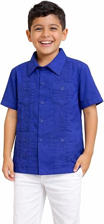 قميص Guytalk Boys Cuban Guayabera بأكمام قصيرة قميص زفاف مكسيكي