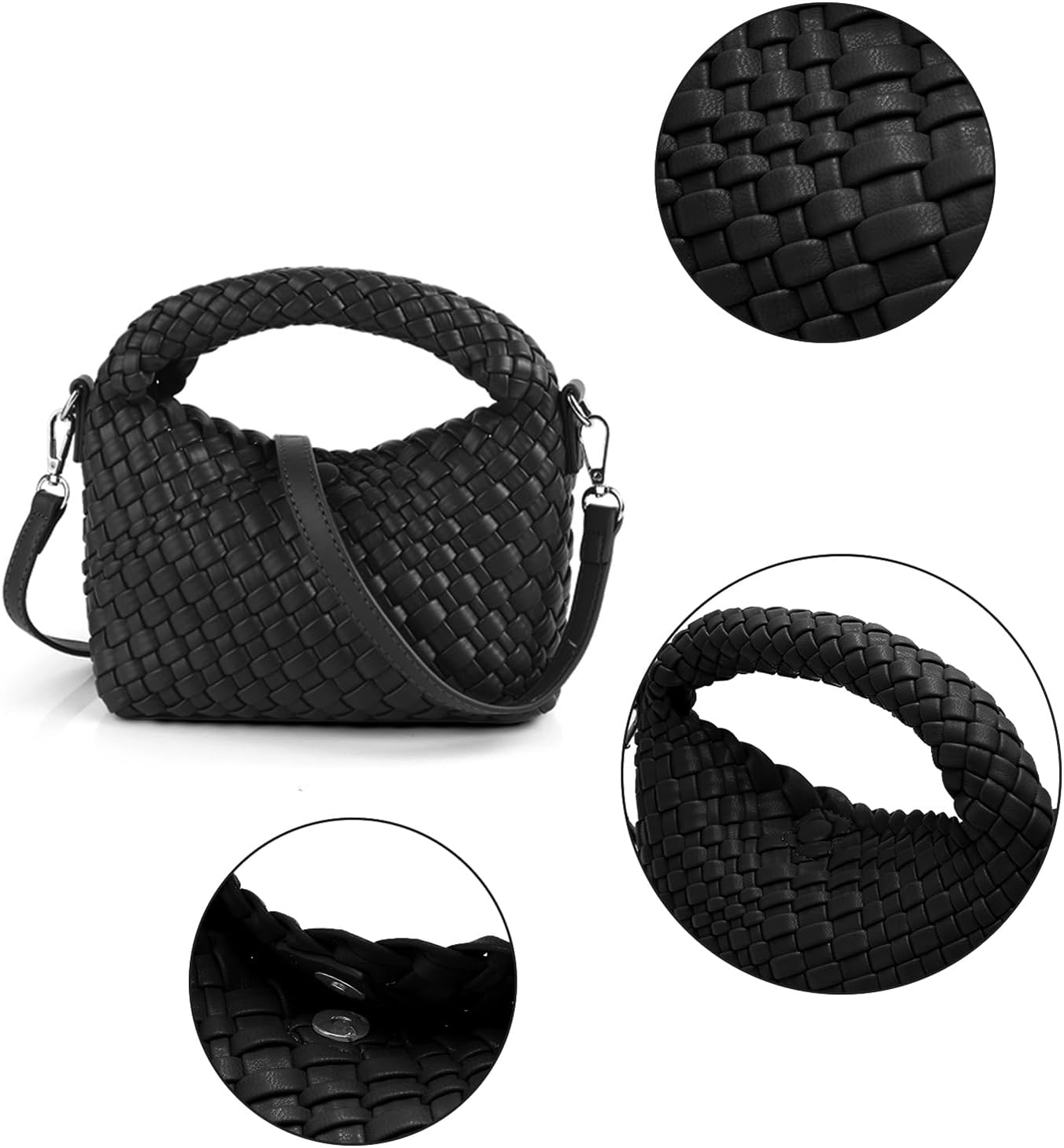 Women's Woven Bags Collection, Crossbody bags with Compact handbags,Detachable-strap purses,Stylish totes