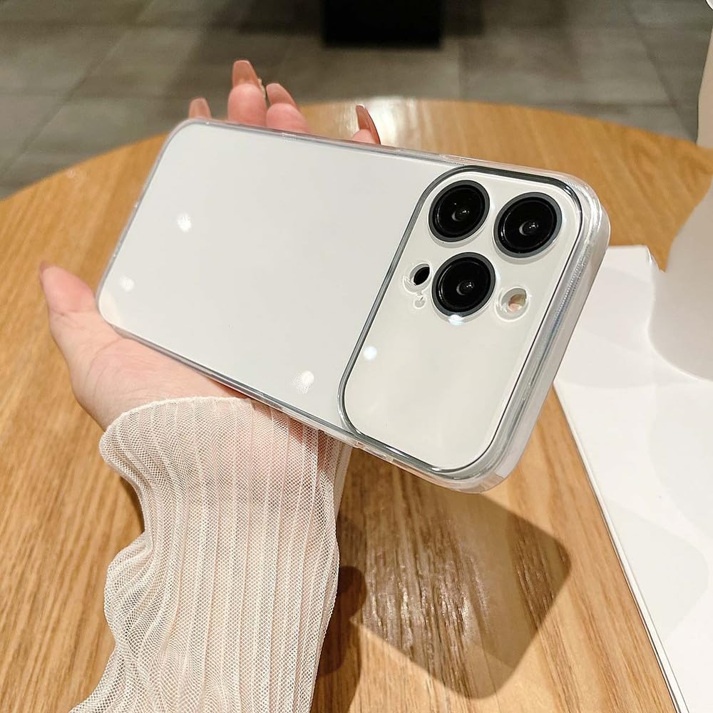 Coque rigide en verre transparent iPhone 14 Pro Max étui protection objectif blanc - 7