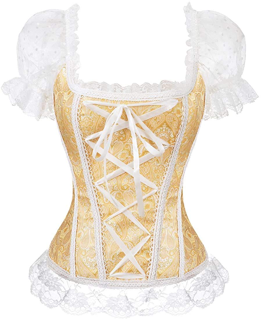 hnghou Women's Renaissance Princess Corset Off Shoulder Overbust Corset Lace Elegant Overbust Bustier Corset Top-picture-46