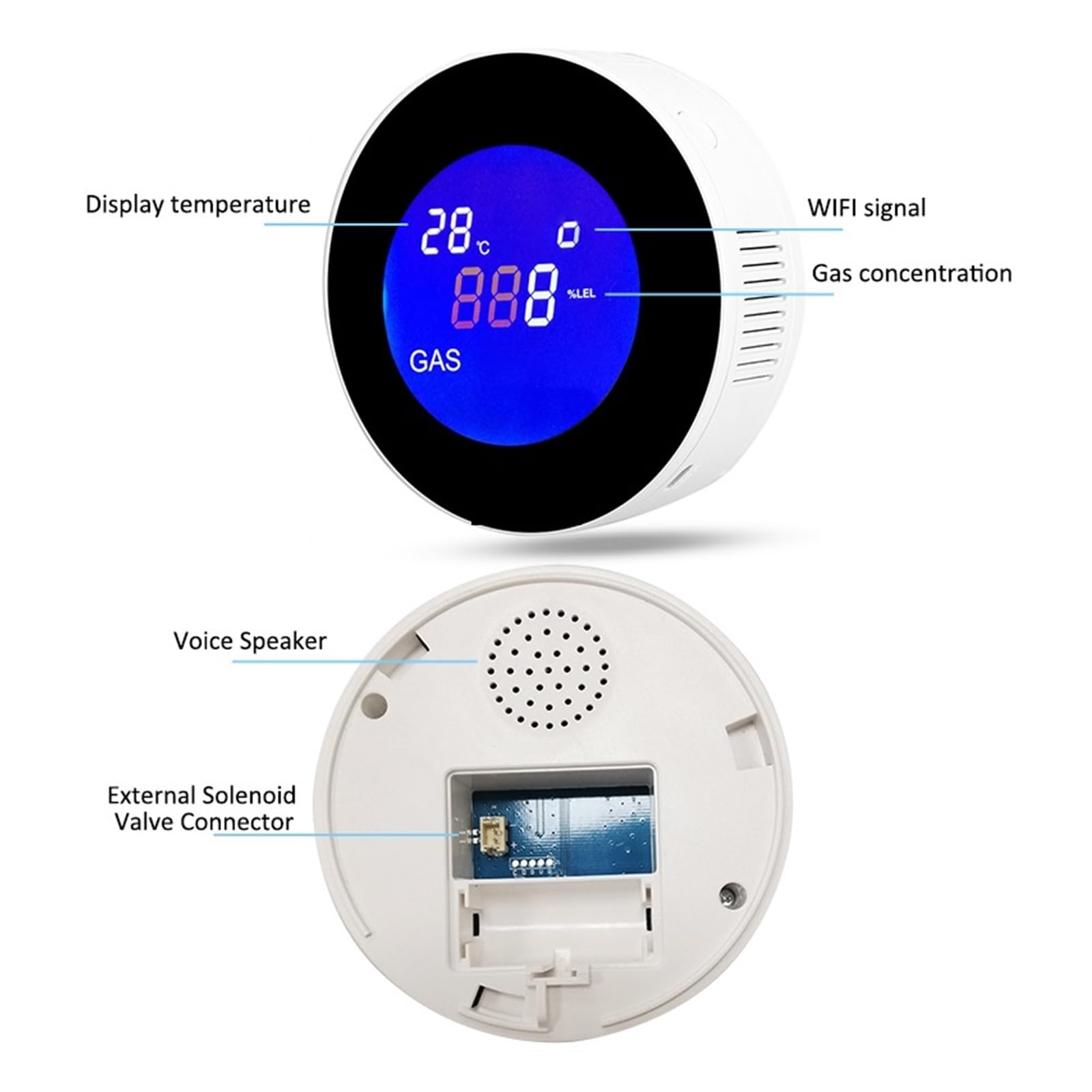 Rilevatore di gas naturale WIFI con elettrovalvola elettrica Controllo intelligente automatico Spegnimento sensore di allarme perdite di metano CH4 Rilevatore Gas(With V15GC Valve)