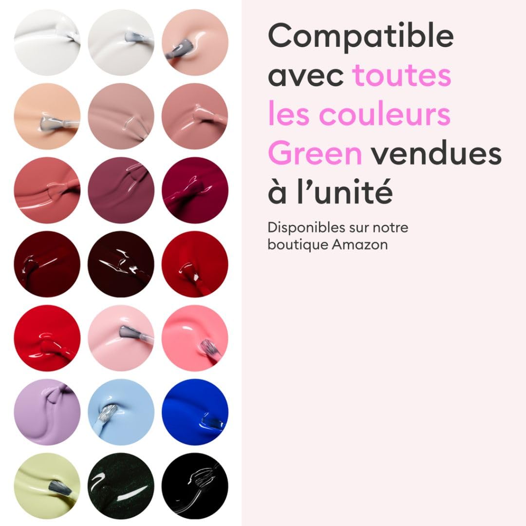 Manucurist Système Green™ Rose Pâle (Hortencia) - Kit Manucure Professionnel Vegan Biosourcé : 1 Dégraissant, 1 Base Coat, 1 Vernis à Ongles, 1 Top Coat, Gouttes Séchantes - Coffret Cadeau Femme
