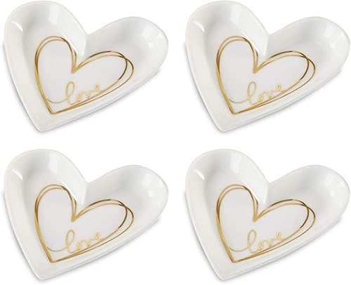 Kate Aspen Juego de 4 soportes para anillos para joyas, en forma de corazón, para despedidas de soltera, bodas, fiestas de cumpleaños, tamaño mediano