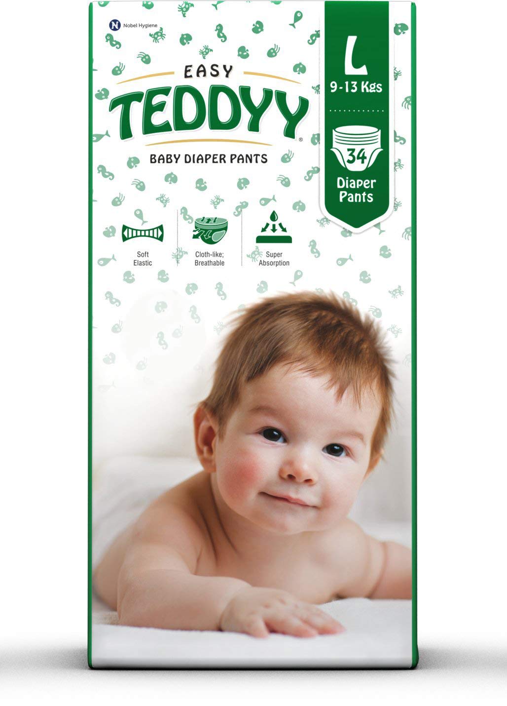 Teddyy Baby Diapers Pants Easy, Large, 34-Piece