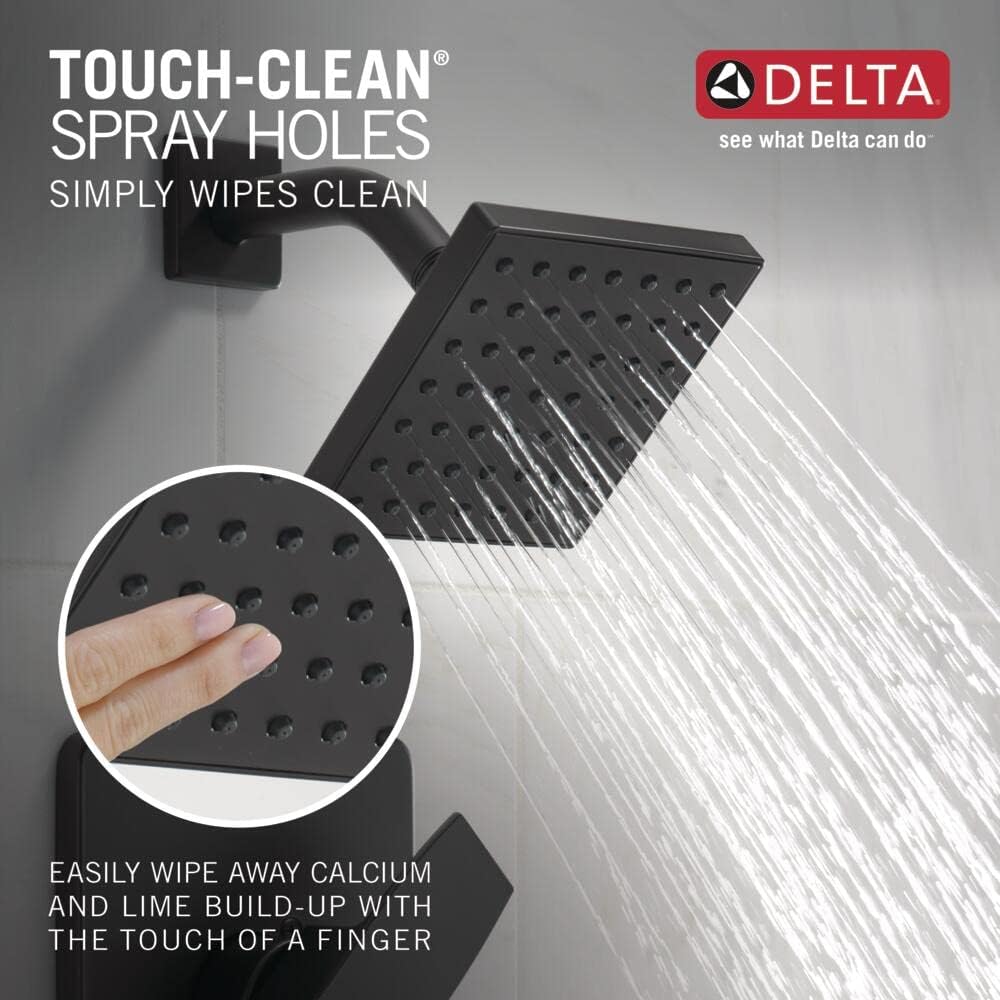 Delta Faucet Modern 5-inch Single-Spray Shower Head, Black Square Shower Head, High Pressure Shower Head, 1.75 GPM Flow Rate, Matte Black RP101846BL - Image 4