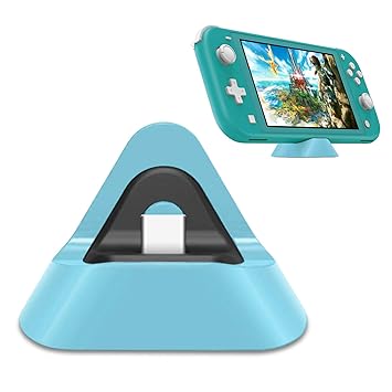 FYOUNG Protable Charging Dock for Nintendo Switch Lite, Stable Support Stand Charging Station for Switch Lite with Type C Input Port (Light Blue)