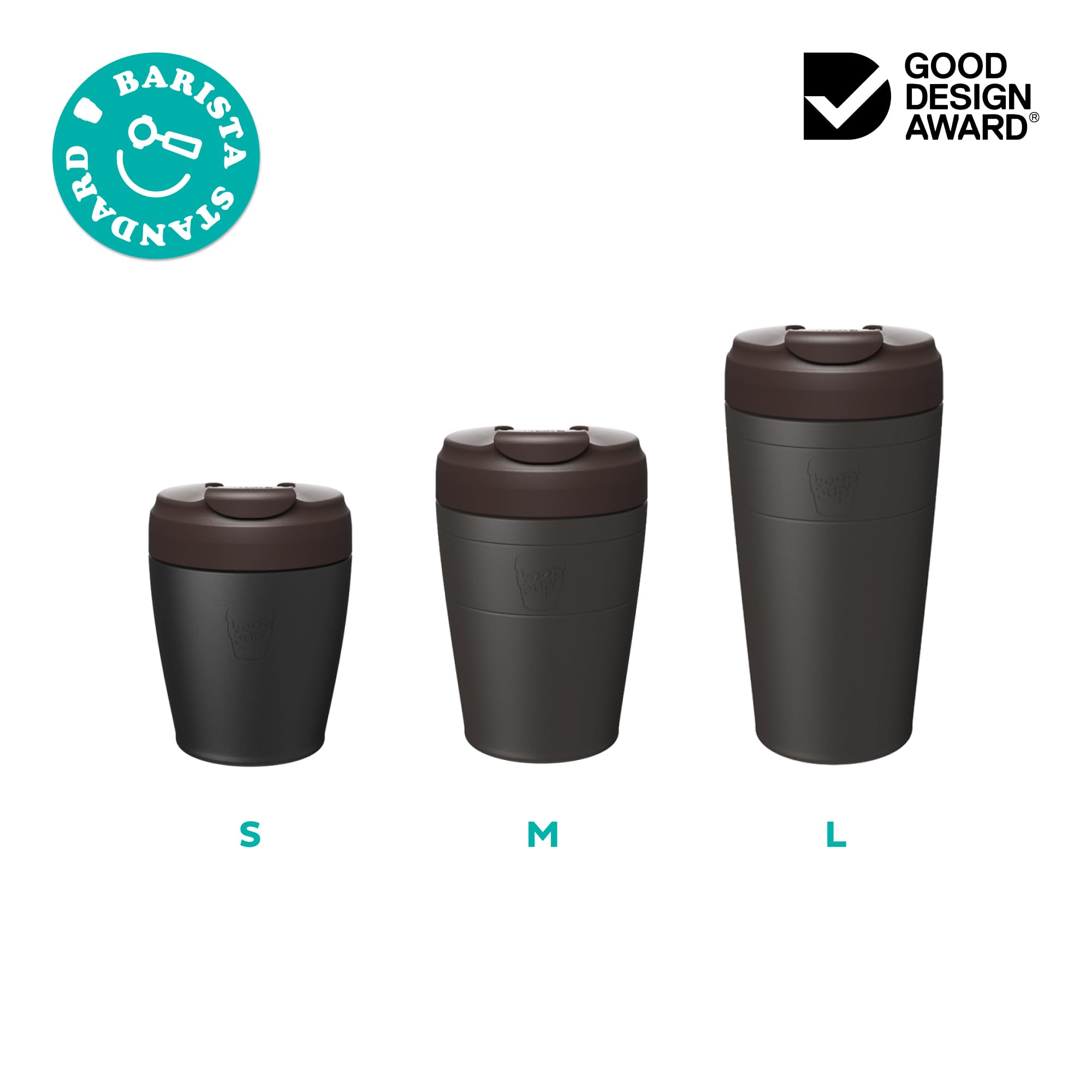 KeepCup Commuter - Taza de café reutilizable de acero inoxidable aislada con tapa abatible a prueba de derrames, 340 ml, color azul eléctrico