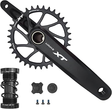 1x Mountain Bike Crankset 170mm with 34-40T Chainring & Bottom Bracket - 6061 Alloy Hollow Integrated MTB Crank Set, Narrow-Wide Teeth, Compatible 8-12S BSA24/BB92/PF30/BB30/T47