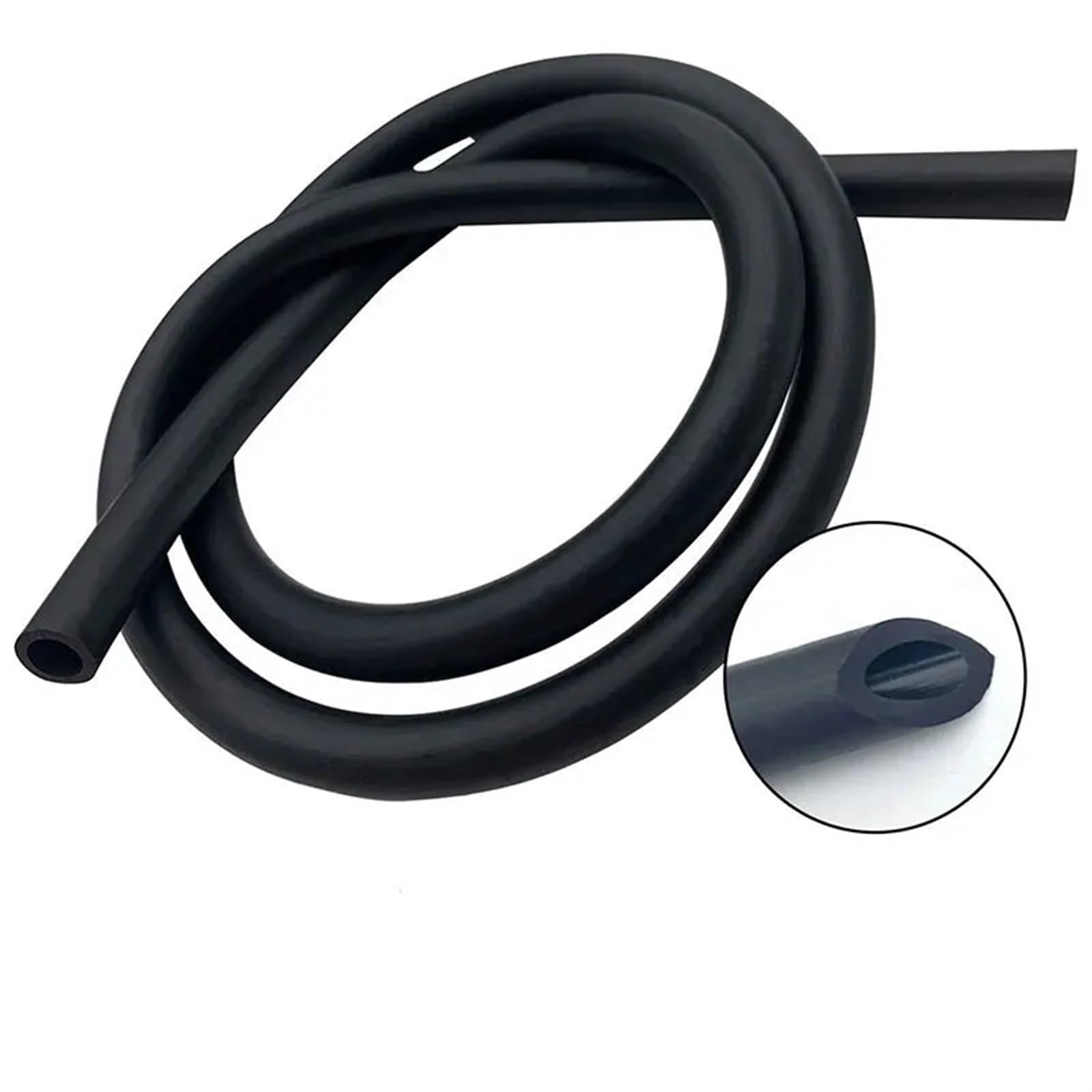 Fuel Line Hose， Fuel Hose Black Nitrile Rubber Oil Resistant Multiple Sizes(2M-OD 10XID 7MM)