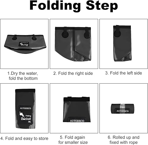 Miniatura 4 de AUTODECO Paquete de 3 cubos plegables de 5 galones, cubo de agua plegable, lavabo portátil para viajes al aire libre, camping, pesca, jardinería,