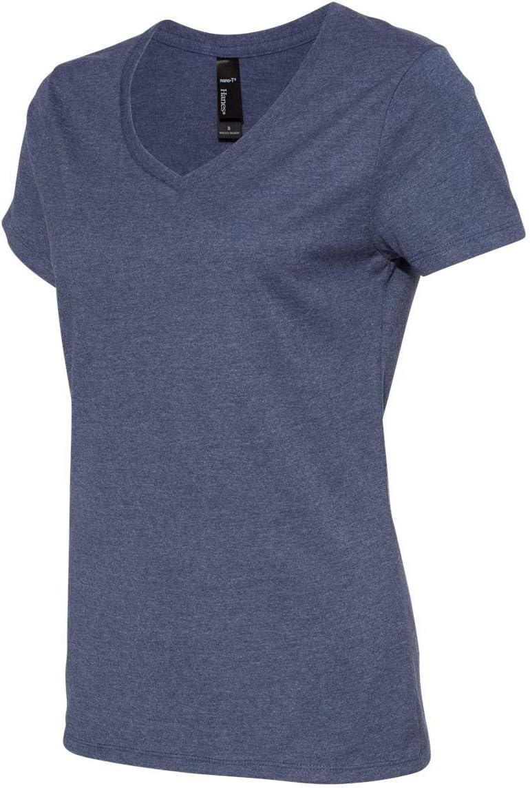 Hanes Womens Perfect-T Short Sleeve V-Neck T-Shirt XX-Large Heather Navy