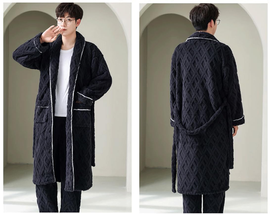LVTFCO Autunno e Inverno Pigiama Set, Set di 2 Uomini Bagno Avvolgere Grasso più Dimensioni Vestaglia