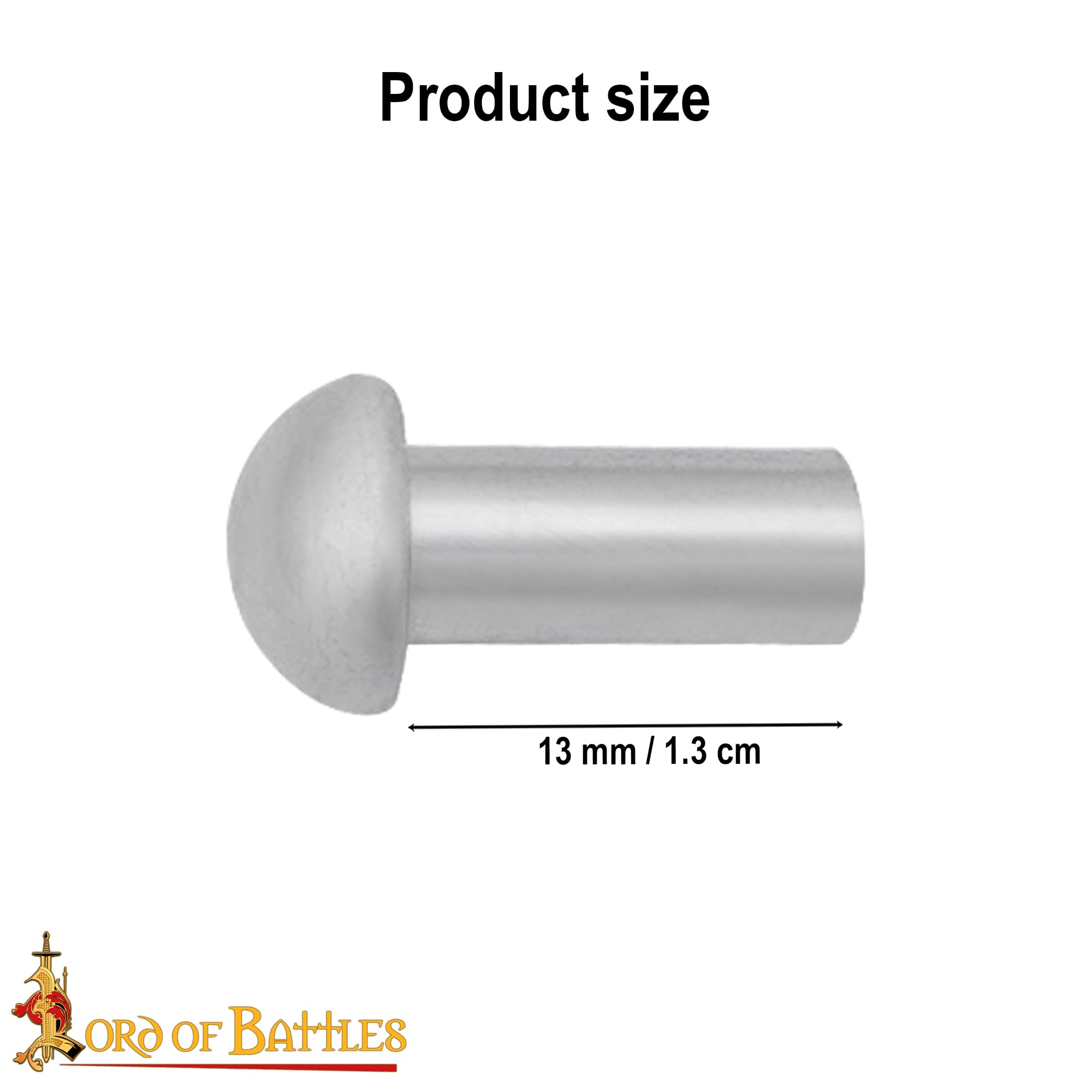 Lord of Battles Mushroom Head Steel Rivets, Heavy Duty Steel Rivets for Wood Metal, Leather & DIY Projects, 25 Pack, 1/2 inch - Image 2