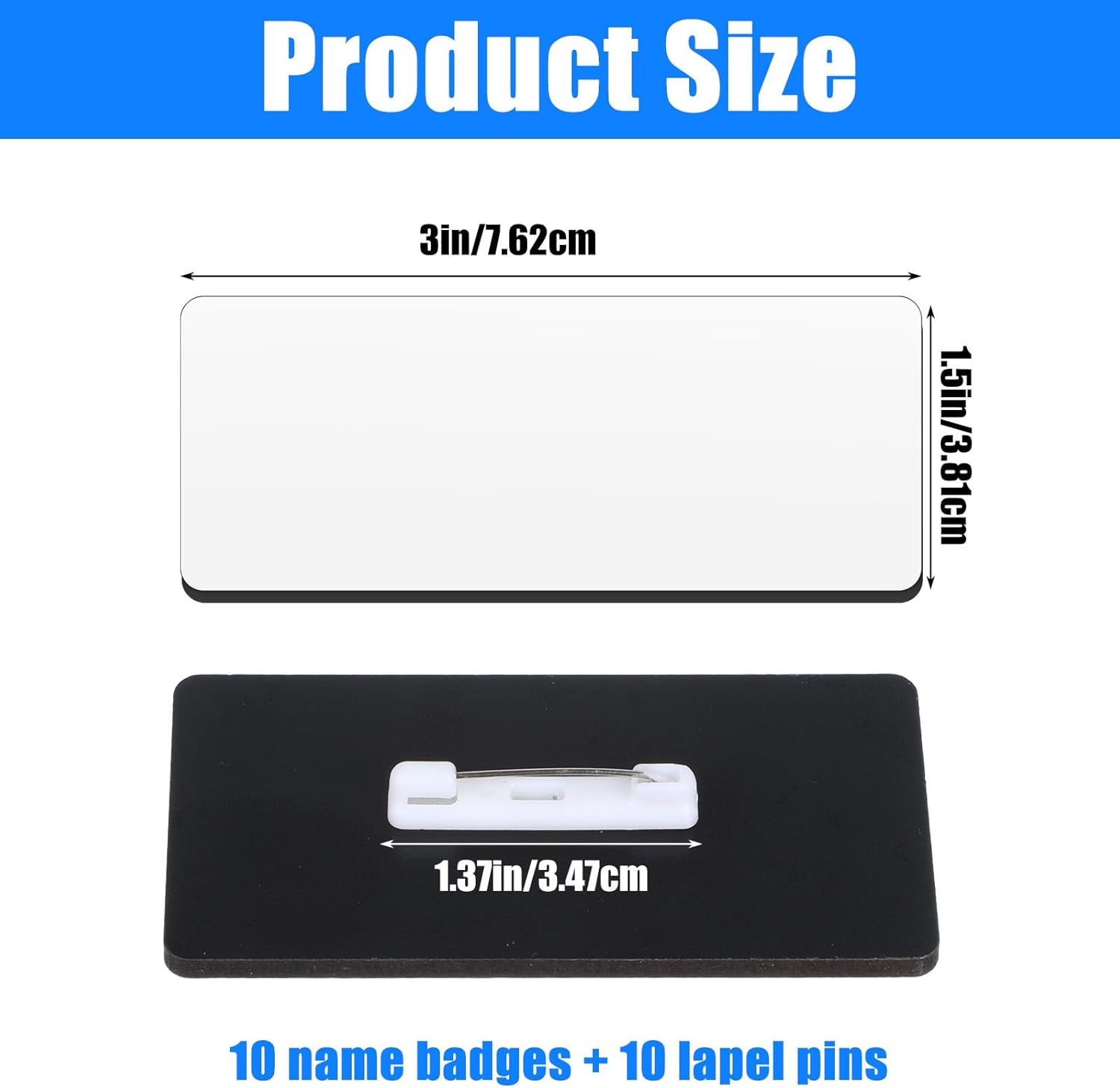 10 Pcs Blank Name Tags, Name Tag Pin Custom 1 x 3 Inch Personnel Labels Personalized Badges Making for Retail Stores, Restaurants and Offices - Image 2