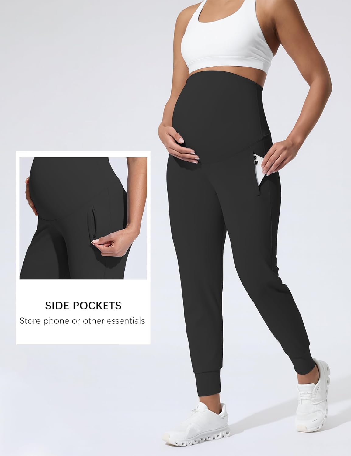 Mama Land Maternity Joggers with Pockets Over The Belly Buttery Soft Pregnancy Pants for Yoga & Activewear - Image 3
