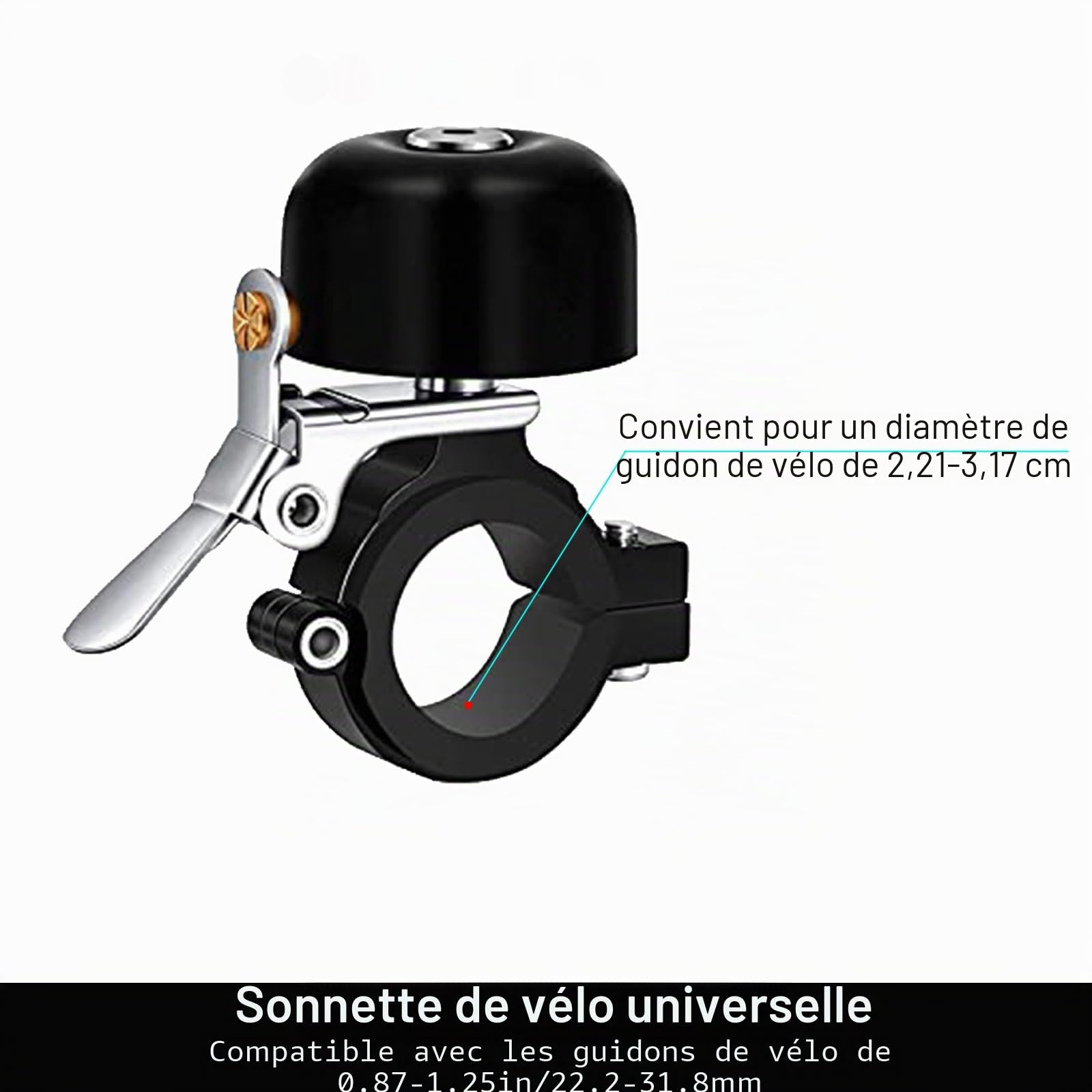 Sonnette de vélo en laiton 90dB pour guidon 22.2-31.8 mm Course VTT