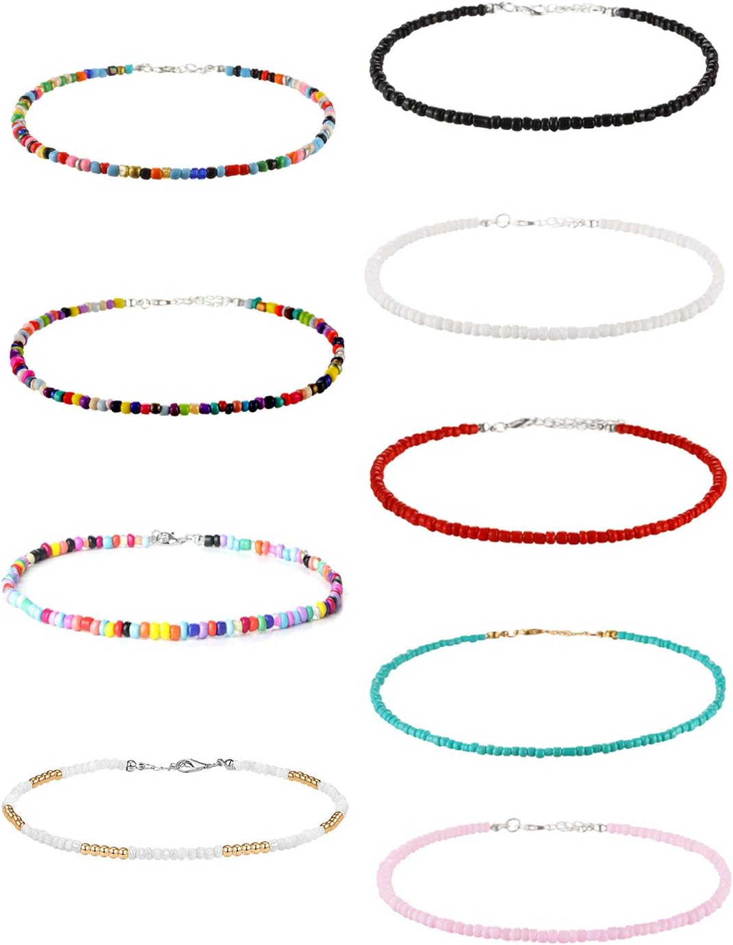 412 Beaded Choker Necklaces Boho Seed Turquoise Jewelry Set