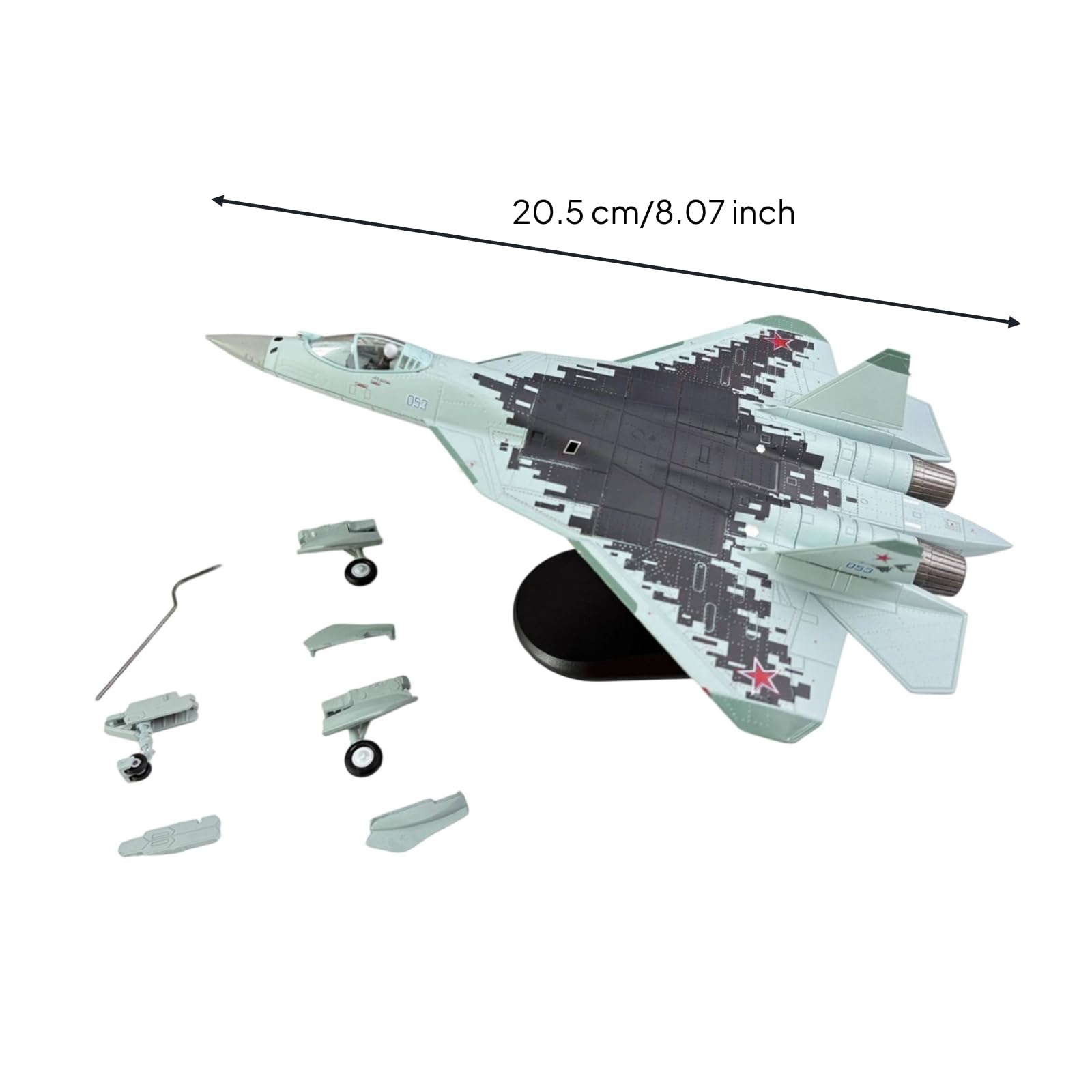 kowaku Modellino Del Caccia-57 Statico Caccia Su-57 a Bassa Osservabilità Modello per Vetrina, Mensola, SU57 Mimetico Digitale Intercambiabile