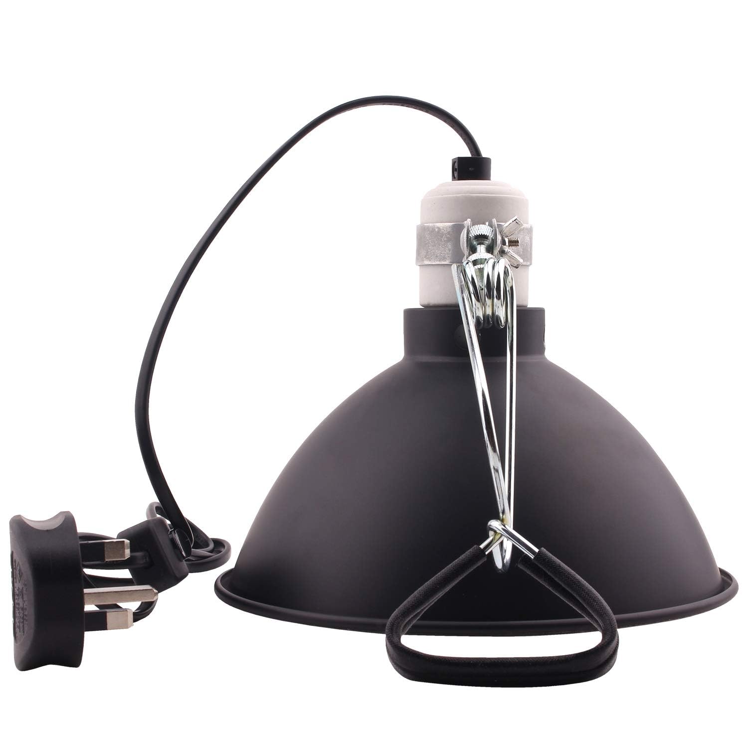 Reptile Bulb Holder with Clamp 8.5 Inches Terrarium Lamp Reflector in E27 Ceramic Socket for Lizard Tortoise Bearded Dragon Suitable for UVB and Heating Lamp