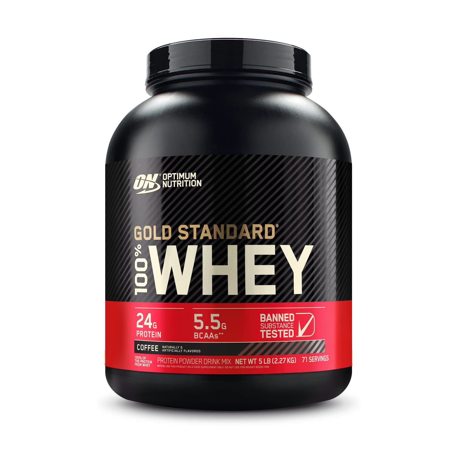 Optimum Nutrition Gold Standard 100% Whey Protein Powder, Coffee, 5 Pound (Packaging May Vary)