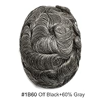 Vista 2 de Sistema de cabello de encaje francés para hombres, pieza de cabello humano real, encaje frontal, tupé, nudo blanqueado, línea capilar natural