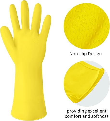 Miniatura 2 de BATHRINS 4 pares de guantes de limpieza + 2 esponjas de cocina, los mejores suministros de limpieza para tu hogar
