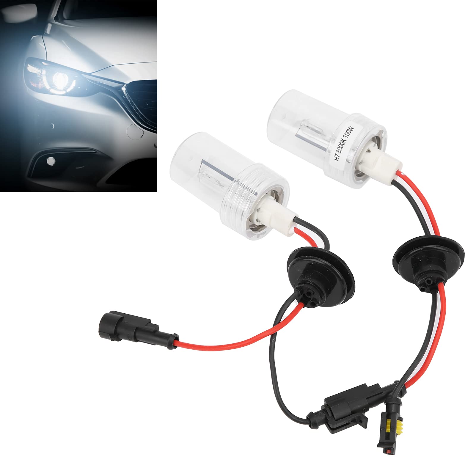 Durevole 2 Pezzi Lampadina per Fari Automatici Xenon 100W 8000K H7 Presa per Veicoli 12V