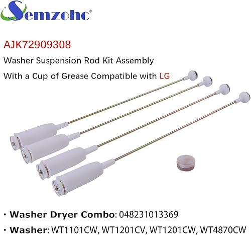 Miniatura 4 de AJK72909308 4902ea1002f Kit de varilla de suspensión para arandela de 25 pulgadas con una taza de grasa compatible con lavadoras LG reemplaza