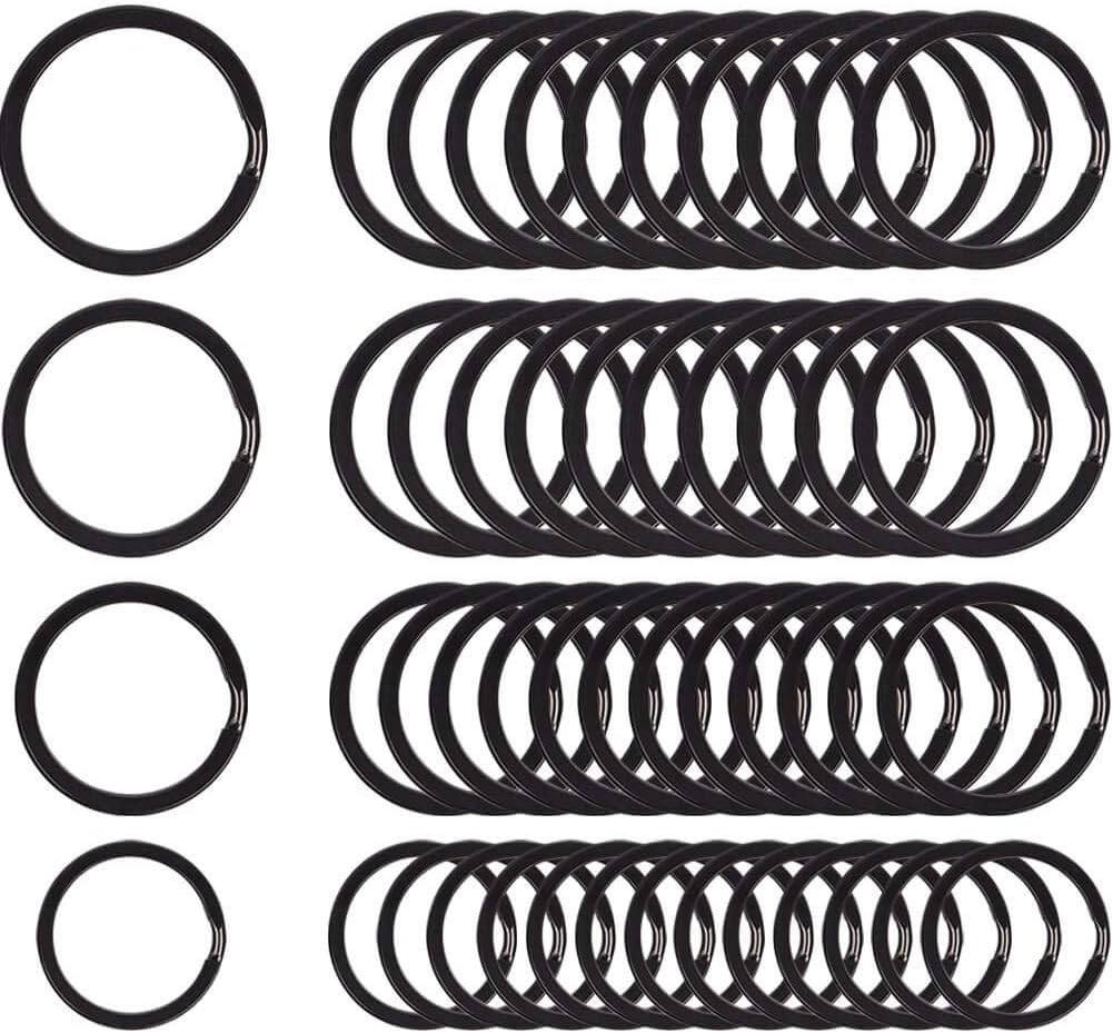 Cerixo 60 Pcs Black Key Rings for Home Car Keychains