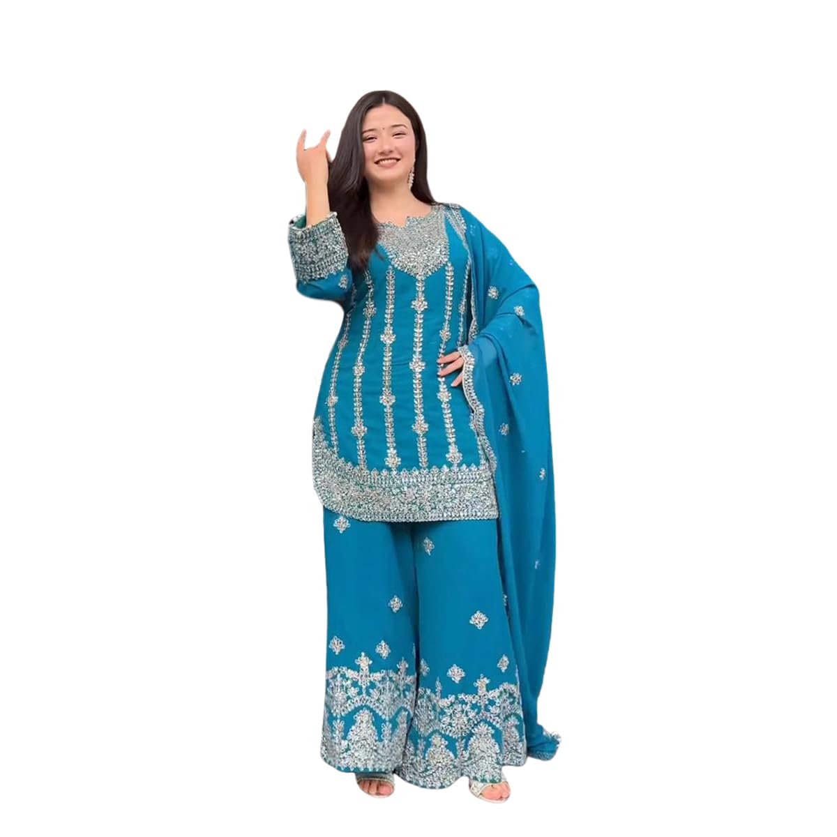 A,P SUITWOMEN'S Chiffon FullStichedsalwar LEHENGA suit Designer"SAnarkaliStitchedSuit Fully Stitched Suit for Women"S SF251241-XXL SIZE Gold XXL-picture-51