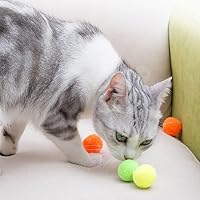 Vista 4 de 30 Pcs Soft Pom Pom Balls for Kittens with Cat Ball Launcher Toy, Interactive Plush Toy for Kitten Training and Play - Pet Products for Cats