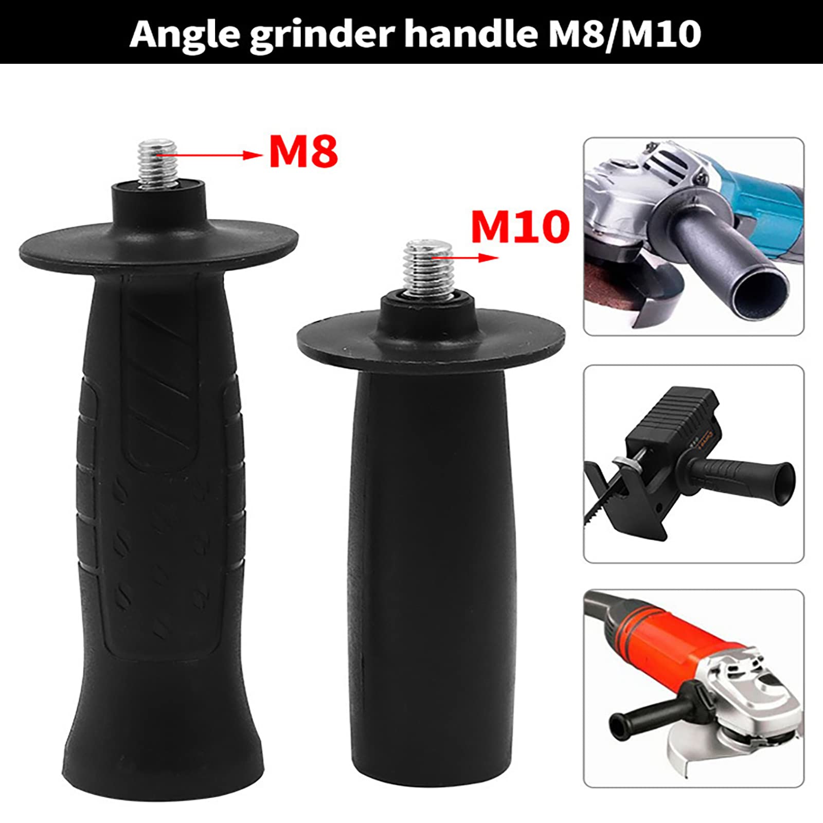Angle Grinder Handle M8 M10 Threaded Auxiliary Side Handle Grinder Angle Grinder Electric Drill Power Tools Accessories Angle Grinder Handle Repair Workshop Thread (M10-10mm)